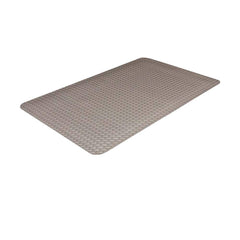 Anti-Fatigue Mat: 12' Length, 3' Wide, 7/8″ Thick, Polyvinylchloride Diamond Plate & Raised Diamond, Gray, Dry