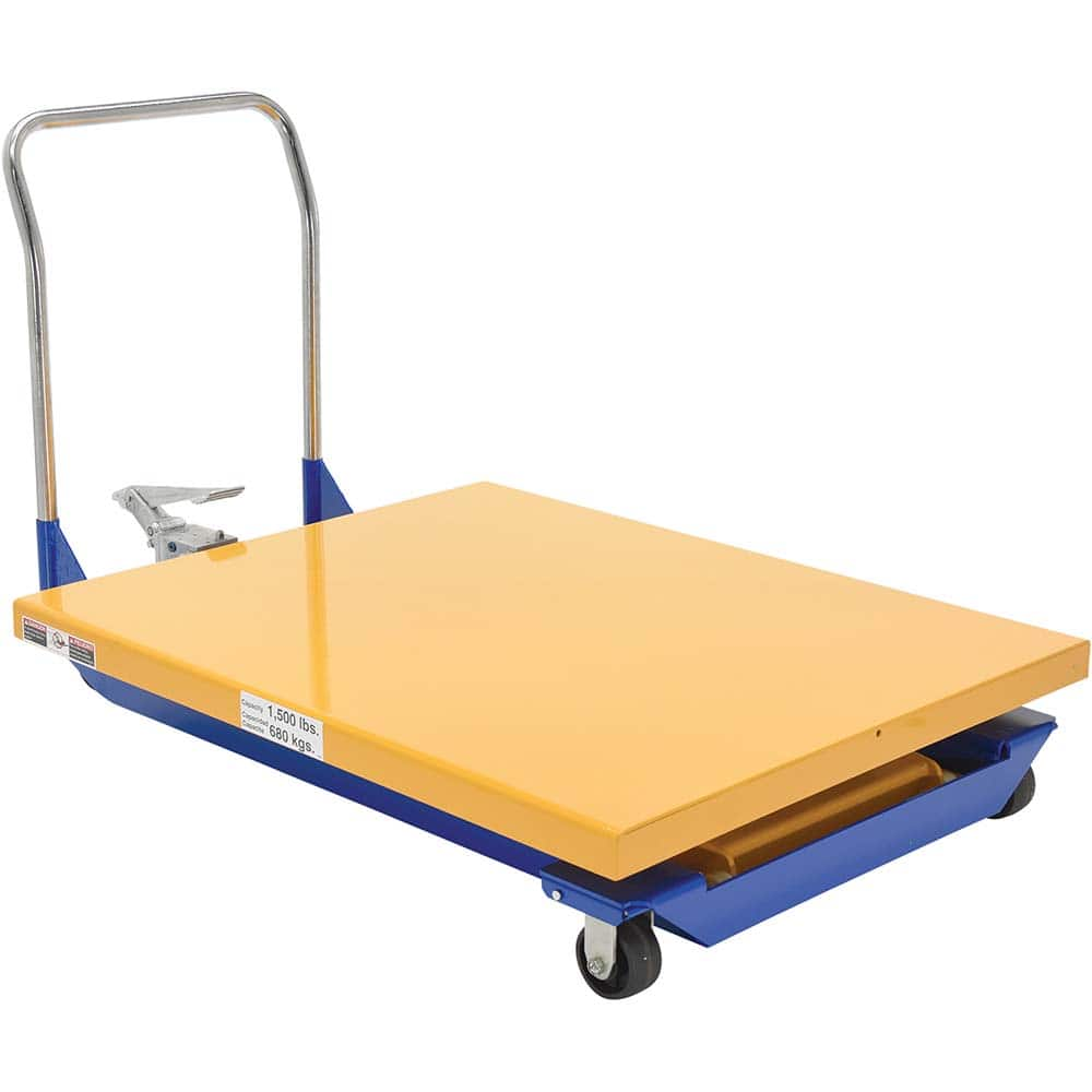 Vestil - Lifting Tables; Type: Scissor Cart ; Lift Style: Scissor ; Style: Foot Pump ; Load Capacity (Lb.): 1000.000 ; Minimum Height (Inch): 10-1/2 ; Lift Height (Inch): 42-1/2 - Exact Industrial Supply