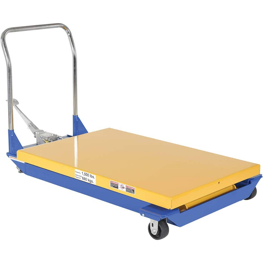 Vestil - Lifting Tables; Type: Scissor Cart ; Lift Style: Scissor ; Style: Foot Pump ; Load Capacity (Lb.): 1500.000 ; Minimum Height (Inch): 10-1/2 ; Lift Height (Inch): 42-1/2 - Exact Industrial Supply