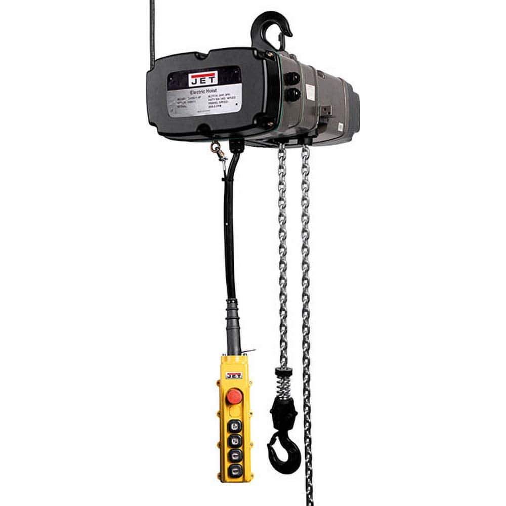 Jet - Electric Hoists; Type: Electric Hoist ; Load Capacity (Ton): 5 ; Load Capacity (Lb.): 11000.000 ; Lifting Speed in Ft/Min: 13/3 ; Maximum Lift Distance (Feet): 10 ; Voltage: 230 - Exact Industrial Supply