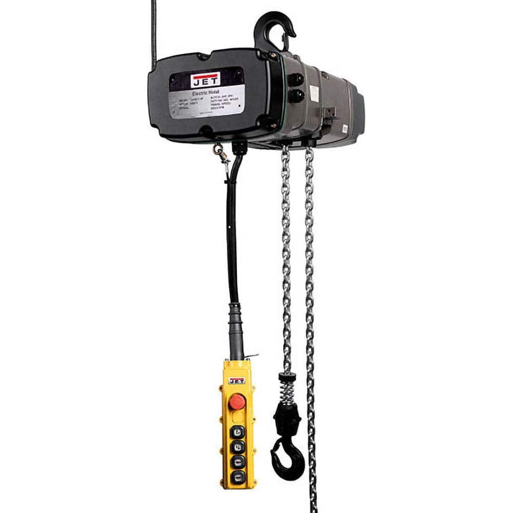 Jet - Electric Hoists; Type: Electric Hoist ; Load Capacity (Ton): 1 ; Load Capacity (Lb.): 2200.000 ; Maximum Lift Distance (Feet): 70 ; Lift Motor Phase: 3 - Exact Industrial Supply