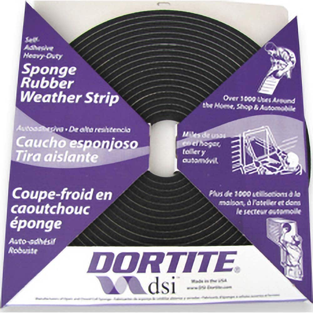 DSI - Weatherstripping; Type: Open Cell Sponge Rubber Tape w/PSA ; Length (Decimal Inch): 600 ; Width (Inch): 1 ; Door Thickness: 5/16 (Inch); Material: Natural Open Cell Rubber w/PSA - Exact Industrial Supply