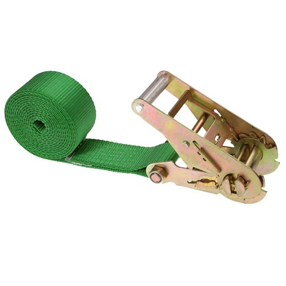 US Cargo Control - Slings & Tiedowns (Load-Rated); Type: Ratchet Tie Down ; Length (Feet): 20 ; Basket Capacity (Lb.): 333 ; Material: Polyester ; Color: Green - Exact Industrial Supply