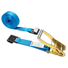 US Cargo Control - Slings & Tiedowns (Load-Rated); Type: Ratchet Tie Down ; Length (Feet): 27 ; Basket Capacity (Lb.): 3333 ; Material: Polyester ; Color: Blue - Exact Industrial Supply