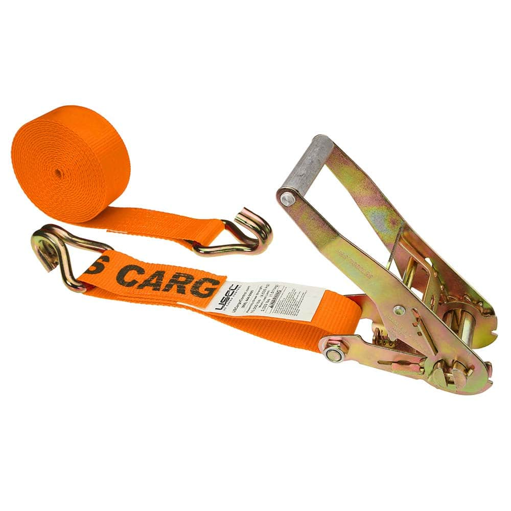 US Cargo Control - Slings & Tiedowns (Load-Rated); Type: Ratchet Tie Down ; Length (Feet): 30 ; Basket Capacity (Lb.): 3333 ; Material: Polyester ; Color: Orange - Exact Industrial Supply