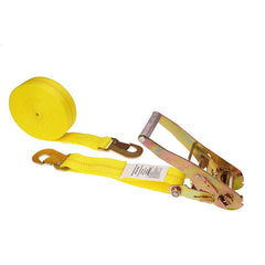 US Cargo Control - Slings & Tiedowns (Load-Rated); Type: Ratchet Tie Down ; Length (Feet): 27 ; Basket Capacity (Lb.): 2000 ; Material: Polyester ; Color: Yellow - Exact Industrial Supply