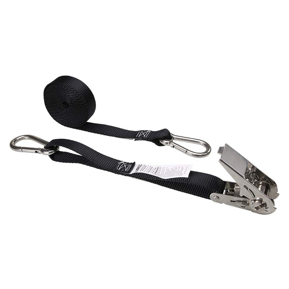 US Cargo Control - Slings & Tiedowns (Load-Rated); Type: Ratchet Tie Down ; Length (Feet): 10 ; Basket Capacity (Lb.): 166 ; Material: Polyester ; Color: Black - Exact Industrial Supply