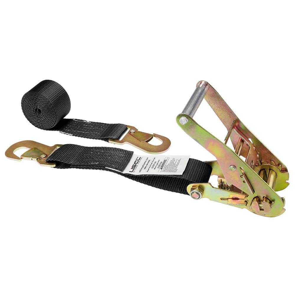 US Cargo Control - Slings & Tiedowns (Load-Rated); Type: Ratchet Tie Down ; Length (Feet): 12 ; Basket Capacity (Lb.): 2000 ; Material: Polyester ; Color: Black - Exact Industrial Supply