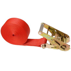 US Cargo Control - Slings & Tiedowns (Load-Rated); Type: Ratchet Tie Down ; Length (Feet): 10 ; Basket Capacity (Lb.): 3333 ; Material: Polyester ; Color: Red - Exact Industrial Supply