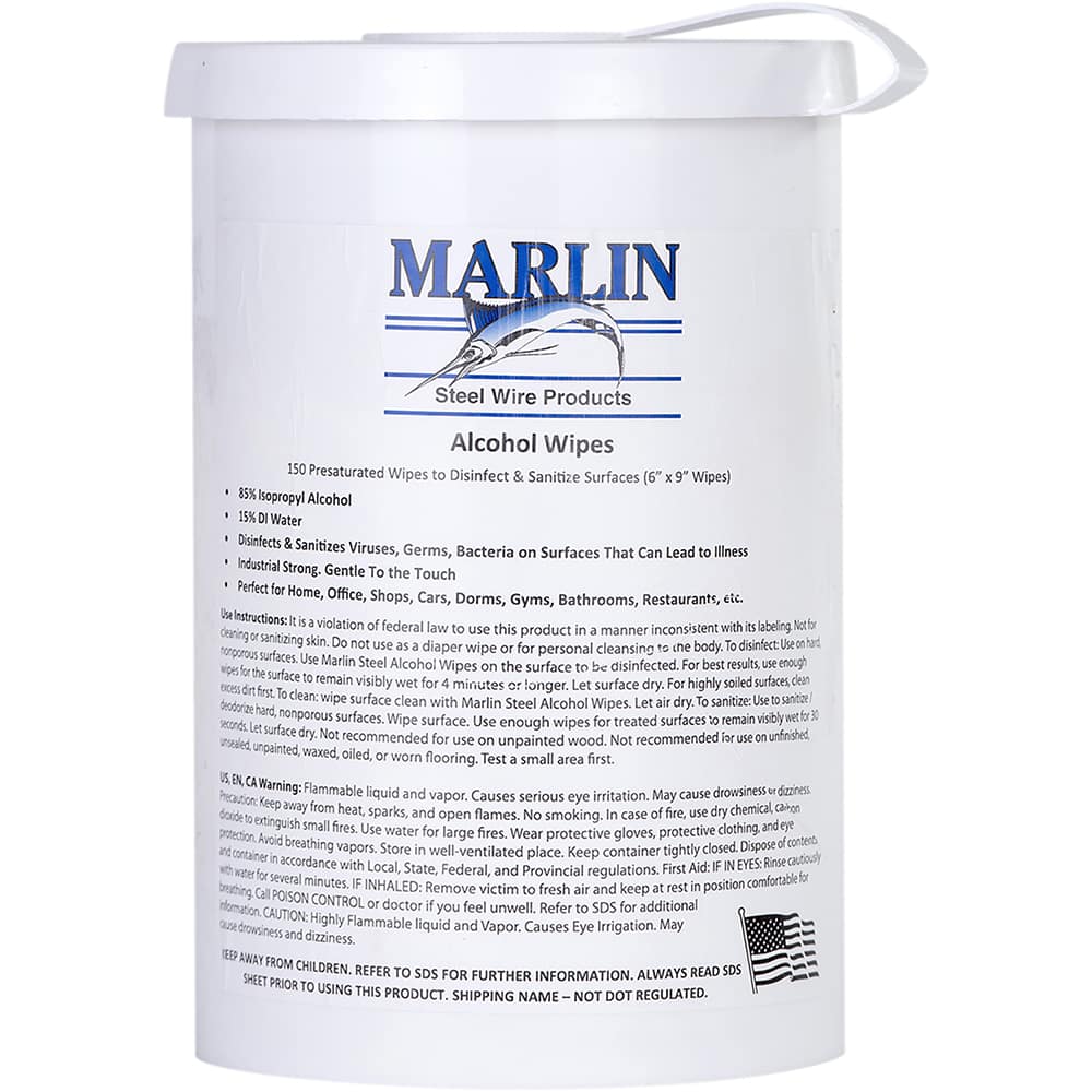 Marlin Steel Wire Products - Wipes; Type: Disinfecting ; Style: Pre-moistened ; Sheet Length (Inch): 9 ; Sheet Width (Inch): 6 ; Sheets per Package: 150 ; Container Type: Canister - Exact Industrial Supply