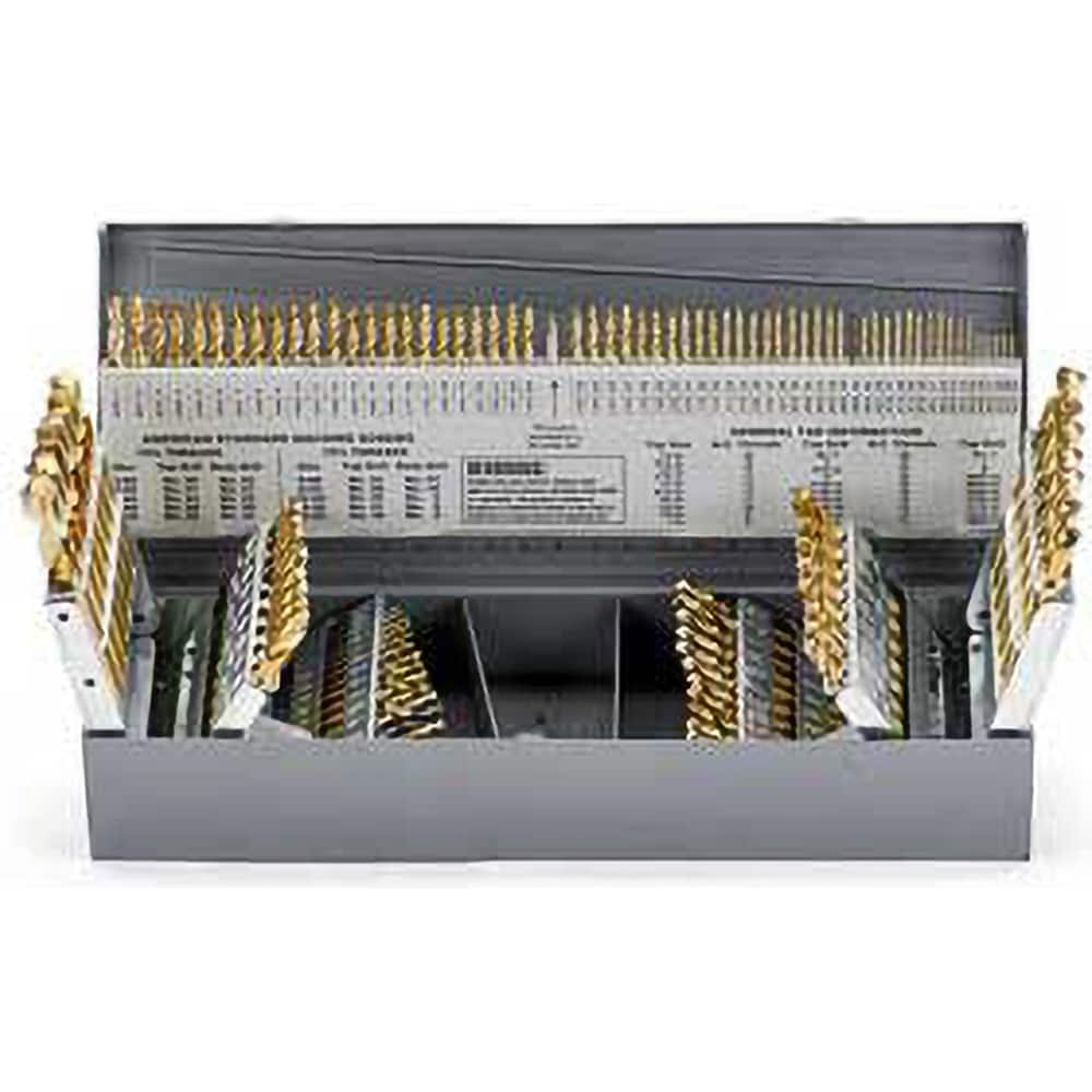 Drill Bit Set: Screw Machine Length Drill Bits, 115 Pc, 0.04″ to 0.5″ Drill Bit Size, 135 °, Cobalt Split-Point, Straight Shank, Series MS115CS