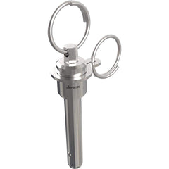 Ball Grip Quick-Release Pin: Ring Handle, 1″ Pin Dia, 1-1/4″ Usable Length 7.27″ OAL, 17-4 Stainless Steel, Stainless Steel Handle