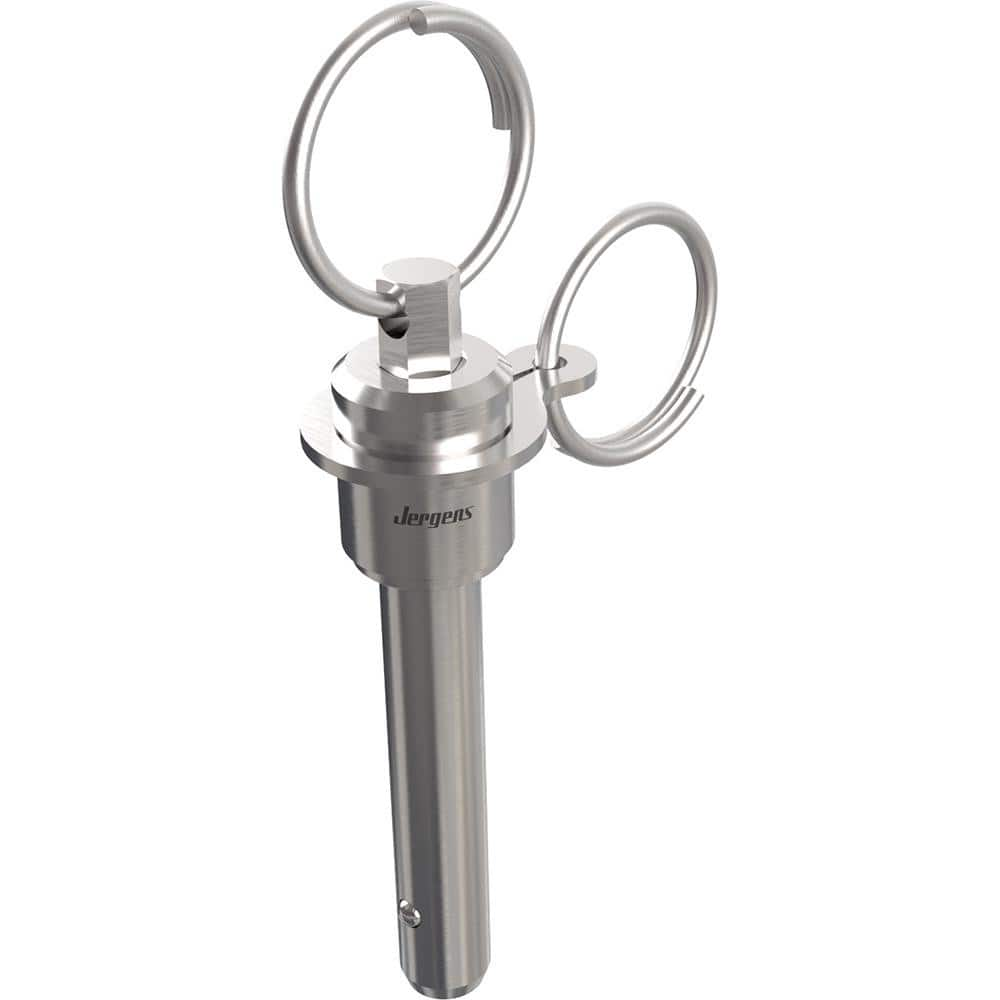 Ball Grip Quick-Release Pin: Ring Handle, 10 mm Pin Dia, 40 mm Usable Length 91.44 mm OAL, 17-4 Stainless Steel, Stainless Steel Handle