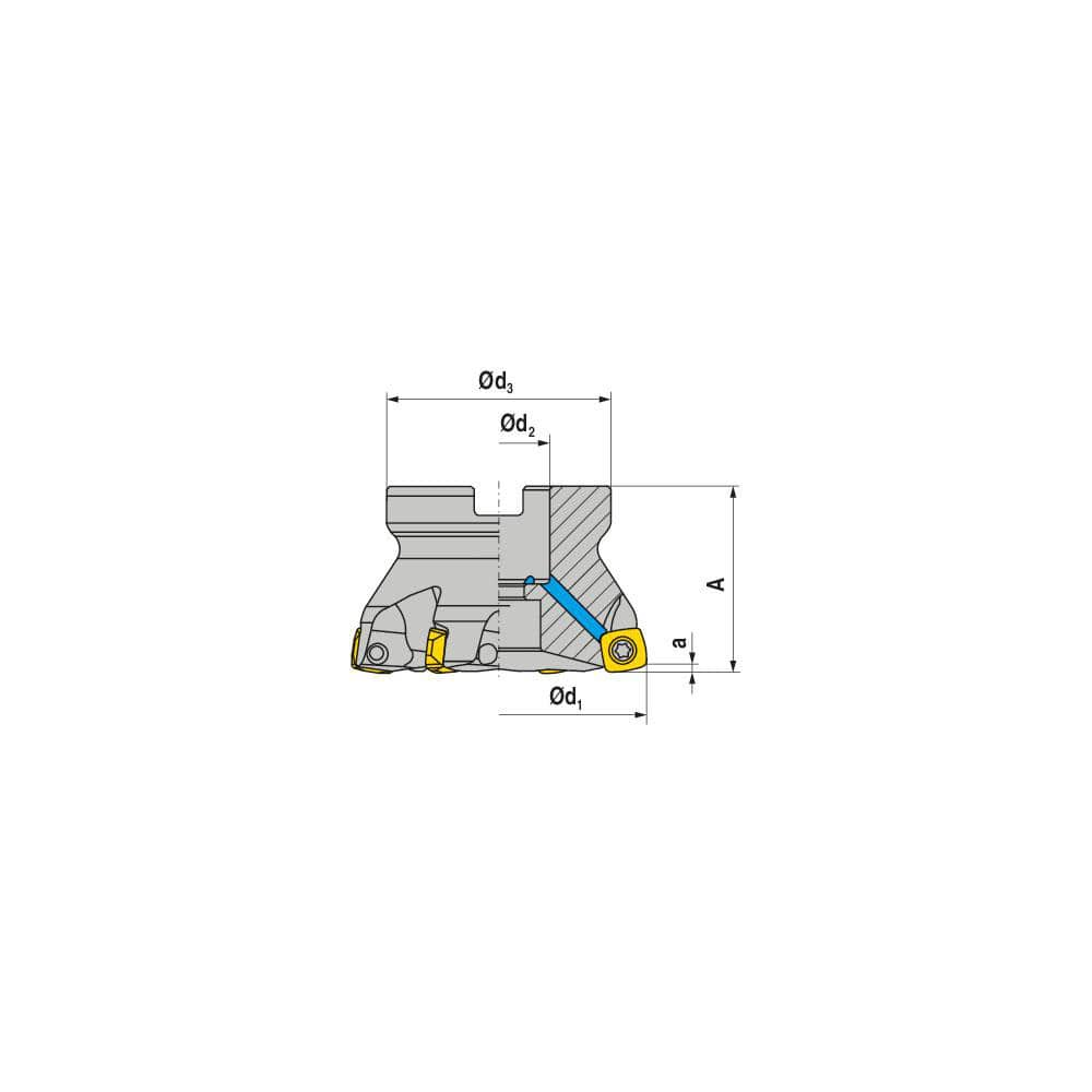 Indexable High-Feed Face Mill: 24 to 32 mm Cut Dia, 16 mm Arbor Hole Takes (3) XDLX 09T3.. Inserts, Through Coolant