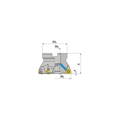 Indexable High-Feed Face Mills; Minimum Cutting Diameter: 70.00 mm; Maximum Cutting Diameter: 80.00 mm; Maximum Depth Of Cut: 2.00 mm; Arbor Hole Diameter (mm): 27.00; Compatible Insert Size Code: XOLX 1204..; Maximum Ramping Angle: 1.3; Series: AHFC-12;