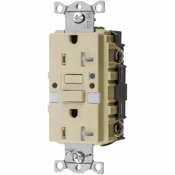 Hubbell Wiring Device-Kellems - GFCI Receptacles Grade: Commercial Color: Ivory - Makers Industrial Supply