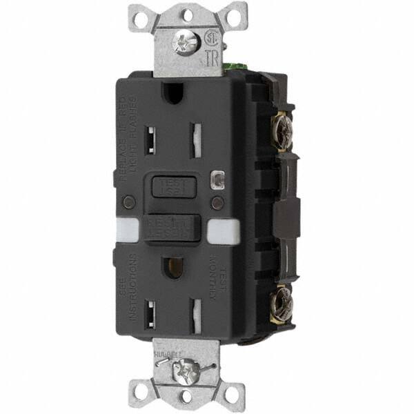 Hubbell Wiring Device-Kellems - GFCI Receptacles Grade: Commercial Color: Black - Makers Industrial Supply