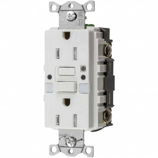 Hubbell Wiring Device-Kellems - GFCI Receptacles Grade: Commercial Color: White - Makers Industrial Supply