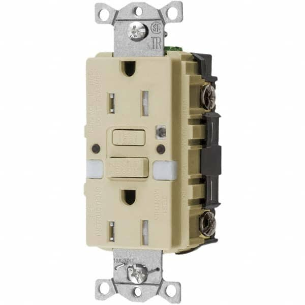 Hubbell Wiring Device-Kellems - GFCI Receptacles Grade: Commercial Color: Ivory - Makers Industrial Supply