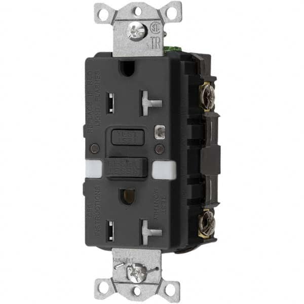 Hubbell Wiring Device-Kellems - GFCI Receptacles Grade: Commercial Color: Black - Makers Industrial Supply