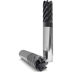 Corner Radius End Mill: 3/8″ Dia, 7/8″ LOC, 0.03″ Radius, 7 Flutes, Solid Carbide 2-1/2″ OAL, 3/4″ Shank Dia, 38 ° Helix, nACo Coated, Corner Radius End, Centercutting, Series 1035