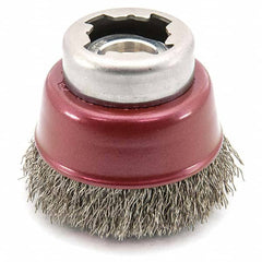 Osborn - 2-1/2" Diam 5/8-11 Threaded Arbor Stainless Steel Fill Cup Brush - Makers Industrial Supply