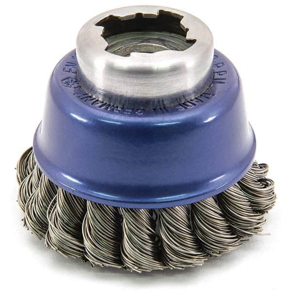 Osborn - 2-1/2" Diam 5/8-11 Threaded Arbor Stainless Steel Fill Cup Brush - Makers Industrial Supply