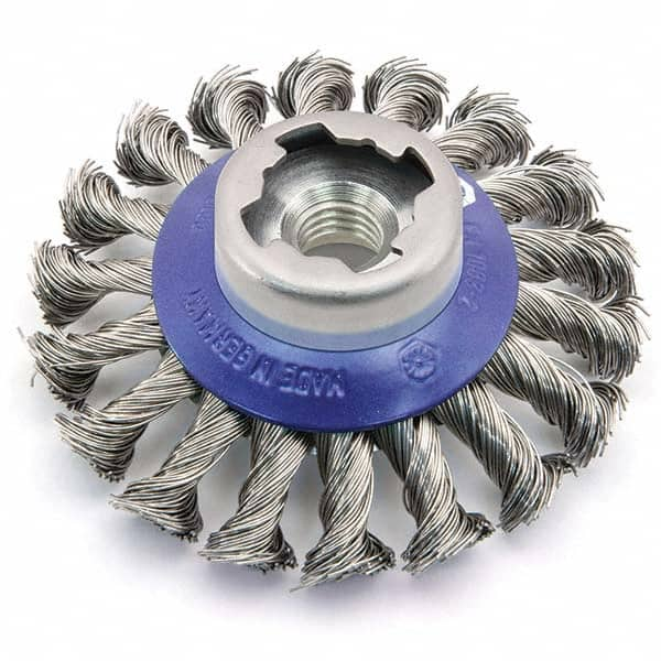 Osborn - 4-1/2" OD, 5/8-11 Arbor Hole, Knotted Steel Wheel Brush - Makers Industrial Supply