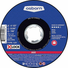 Osborn - 4-1/2 x 0.04, 7/8" Hole 60 Grit Aluminum Oxide Cutoff Wheel - Makers Industrial Supply