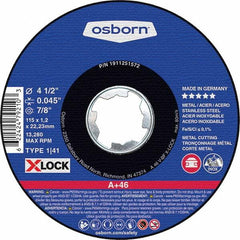 Osborn - 4-1/2 x 0.045, 7/8" Hole 46 Grit Aluminum Oxide Cutoff Wheel - Makers Industrial Supply