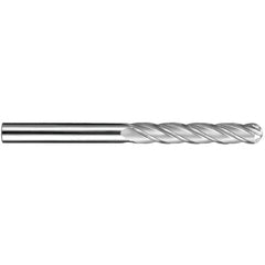 ‎1″ Dia. × 1″ Shank × 2-1/4″ DOC × 5″ OAL, Carbide TiCN, Spiral , 4 Flute, 30° Helix, Ballnose End Mill - Exact Industrial Supply