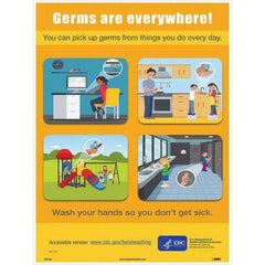 Sign: Rectangle, ″You Can Pick Up Germs From Things You Dod Every Day″ Paper, Wall Mount, 24″ High