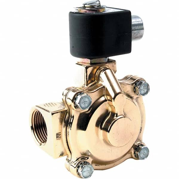 Parker - 24/60 VAC 1 NPT Port Brass Two-Way Internally Piloted Diaphragm Solenoid Valve - Makers Industrial Supply