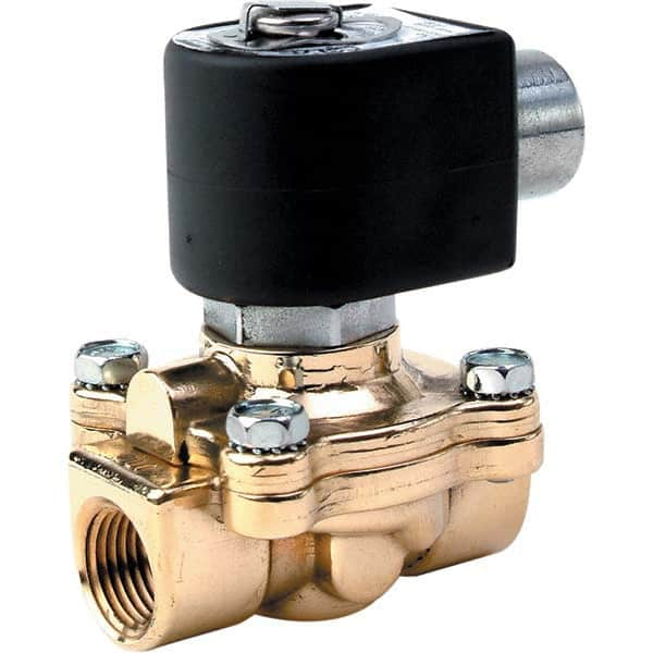 Parker - 24/60 VAC 3/4" NPT Port Brass Two-Way Internally Piloted Diaphragm Solenoid Valve - Makers Industrial Supply