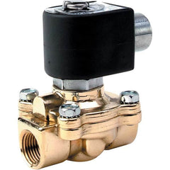 Parker - 24 VDC 1/2" NPT Port Brass Two-Way Internally Piloted Diaphragm Solenoid Valve - Makers Industrial Supply