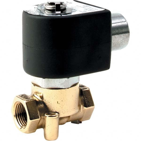 Parker - 120/60 - 110/50 VAC 3/8" NPT Port Brass Two-Way Direct Acting Solenoid Valve - Makers Industrial Supply