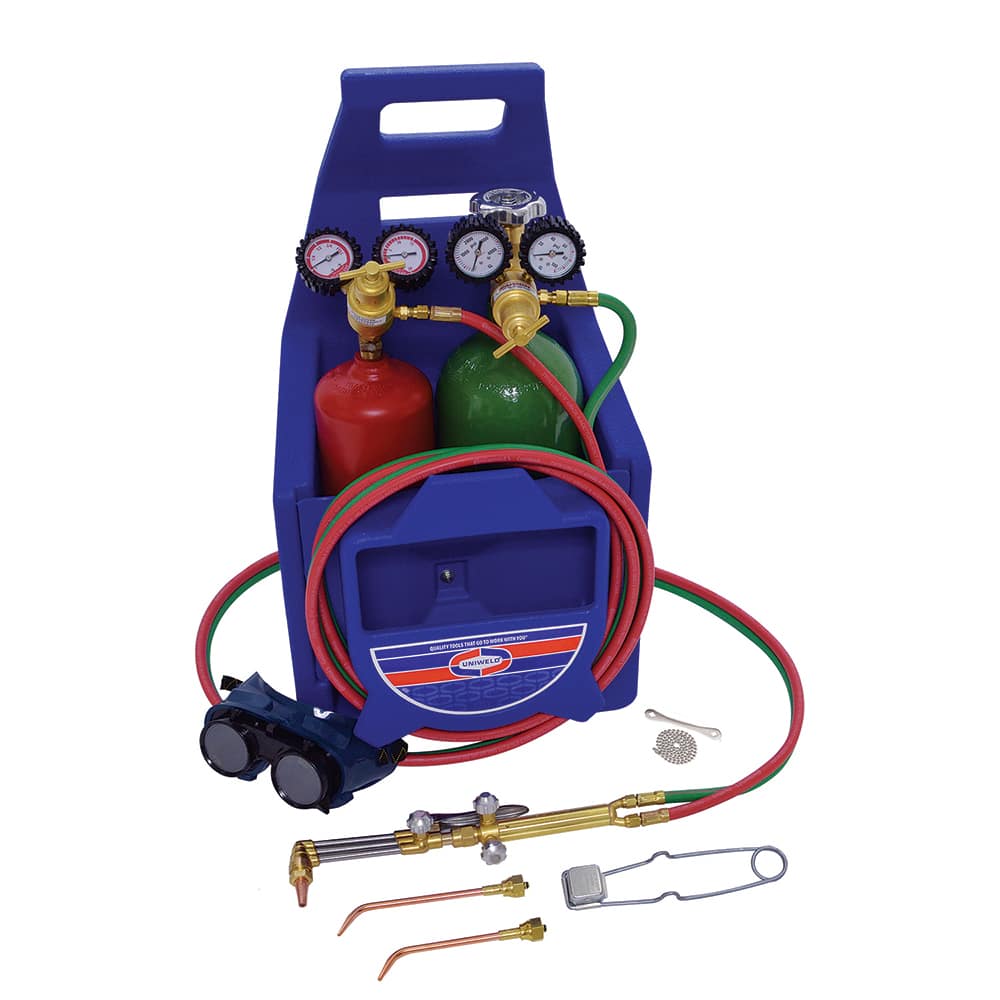 Made in USA - Oxygen/Acetylene Torch Kits; Type: Oxyacetylene; Hydrogen; MAP//Pro; Propane; Natural Gas ; Maximum Cutting: 2 (Inch); Welding Capacity: 1/4 (Inch); Maximum Heating Capacity: 5600?F ; Contents: Welding Handle 71; Cutting Attachment CA100; O - Exact Industrial Supply