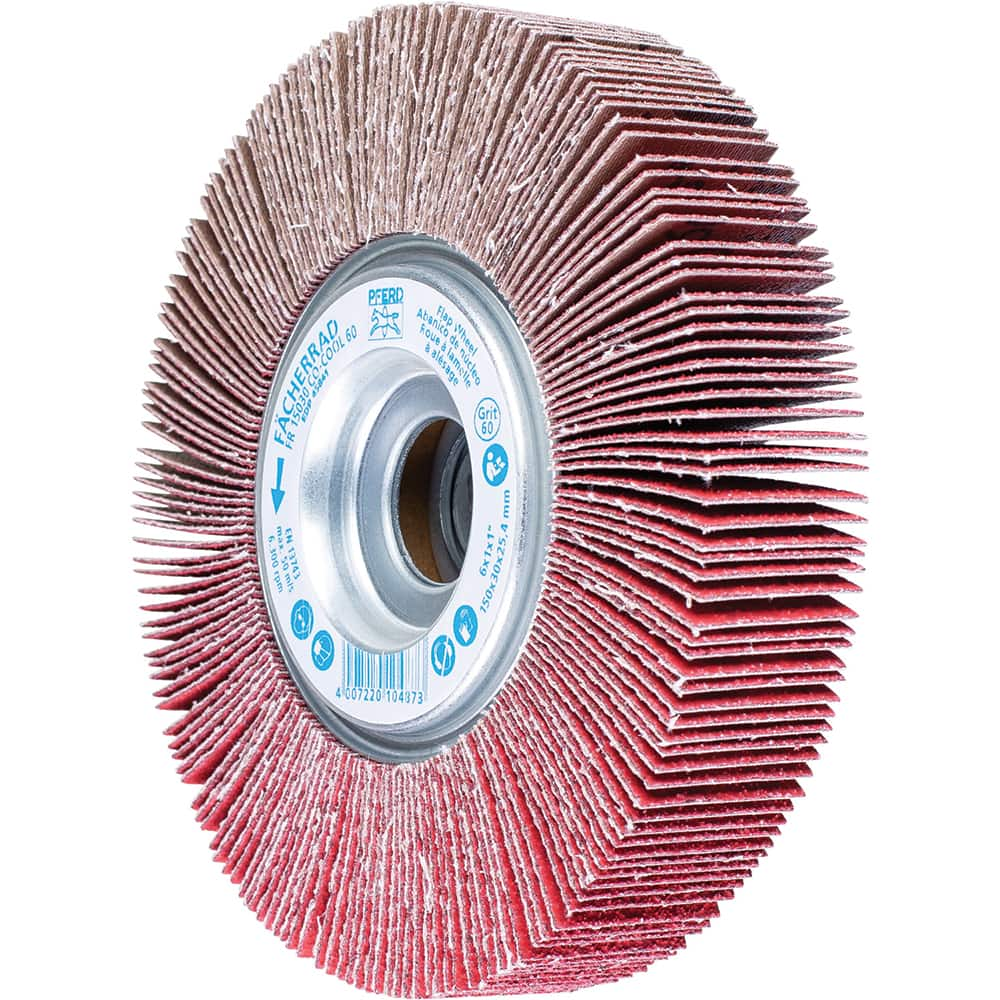 PFERD - Unmounted Flap Wheels; Abrasive Type: Coated ; Outside Diameter (Inch): 6 ; Face Width (Inch): 1 ; Center Hole Size (Inch): 1 ; Abrasive Material: Ceramic Oxide ; Grit: 60 - Exact Industrial Supply