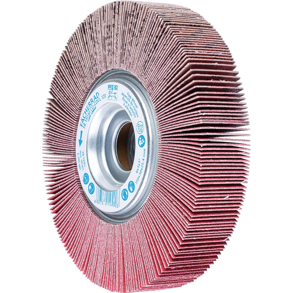 PFERD - Unmounted Flap Wheels; Abrasive Type: Coated ; Outside Diameter (Inch): 6 ; Face Width (Inch): 1 ; Center Hole Size (Inch): 1 ; Abrasive Material: Ceramic Oxide ; Grit: 120 - Exact Industrial Supply