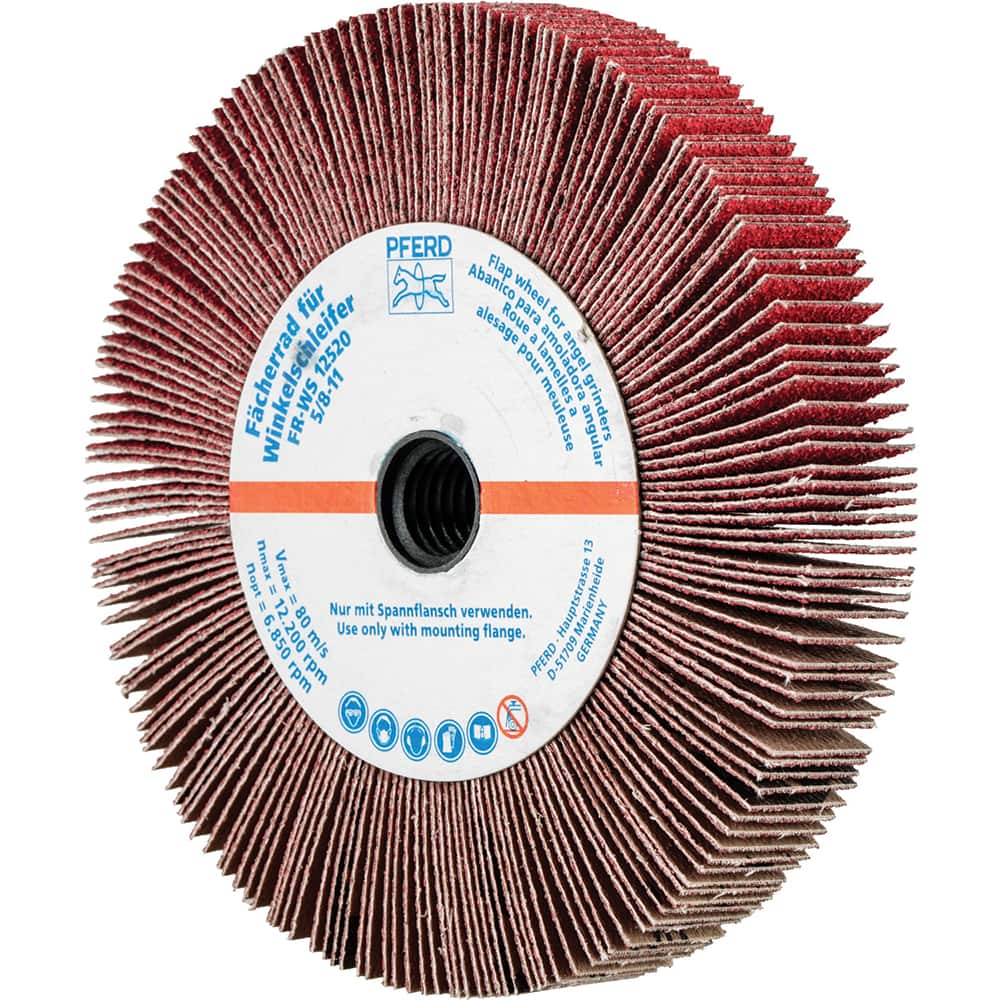 PFERD - Unmounted Flap Wheels; Abrasive Type: Coated ; Outside Diameter (Inch): 5 ; Face Width (Inch): 5/8 ; Center Hole Size (Inch): 5/8 ; Center Hole Thread Size: 5/8-11 ; Abrasive Material: Ceramic Oxide - Exact Industrial Supply