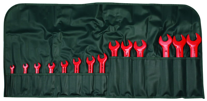 Insulated Open End Inch Wrench 14 Piece Set Includes: 5/16" - 1-1/8" In Canvas Pouch - Makers Industrial Supply