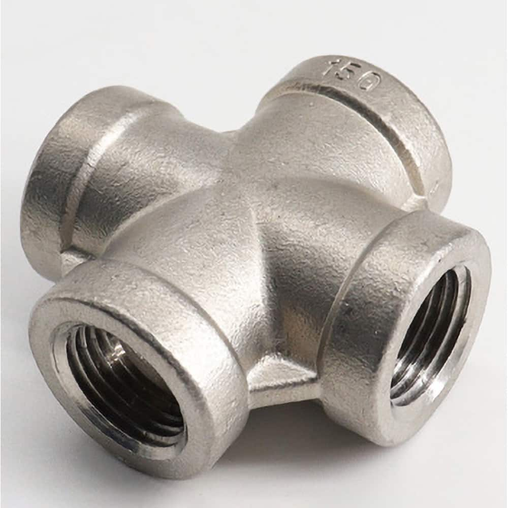 Guardian Worldwide - Stainless Steel Pipe Fittings; Type: Cross ; Fitting Size: 1-1/2 ; End Connections: FNPT x FNPT x FNPT x FNPT ; Material Grade: 304 ; Pressure Rating (psi): 150 - Exact Industrial Supply