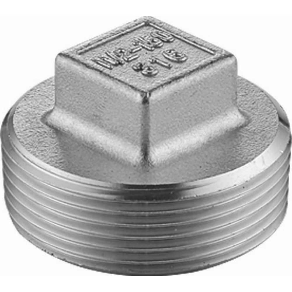 Guardian Worldwide - Stainless Steel Pipe Fittings; Type: Square Head Plug ; Fitting Size: 3 ; End Connections: MNPT ; Material Grade: 316 ; Pressure Rating (psi): 150 ; Length (Inch): 2.16 - Exact Industrial Supply