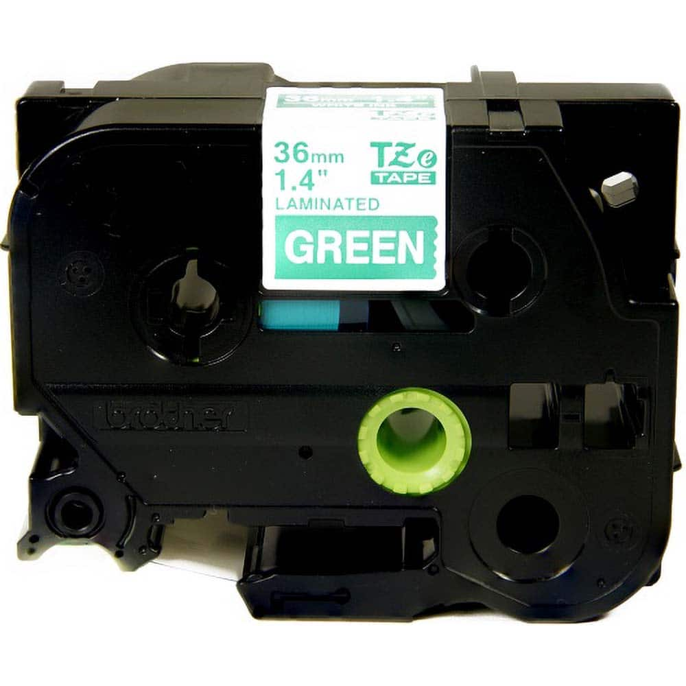 Brother - Labels, Ribbons & Tapes; Type: Label Tape ; Color: White on Green ; For Use With: PT-3600; PT-530; PT-550; PT-9200DX; PT-9200PC; PT-9400; PT-9500PC; PT-9600; PT-9700PC; PT-9800PCN; PT-E800W; PT-P900; PT-P900W; PT-P950NW P-Touch Label Makers ; W - Exact Industrial Supply