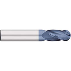 Ball End Mill: 0.6299″ Dia, 1.2598″ LOC, 4 Flute, Solid Carbide 89 mm OAL, 16 mm Shank Dia, 30 ° Helix, AlTiN Coated, Single End