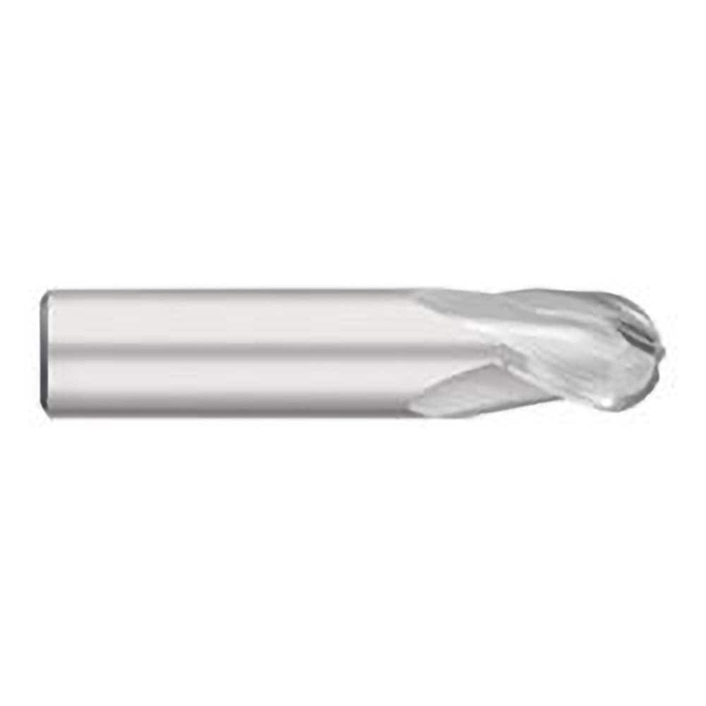 Ball End Mill: 1″ Dia, 1.25″ LOC, 3 Flute, Solid Carbide 3-1/2″ OAL, 1″ Shank Dia, 30 ° Helix, Uncoated, Single End