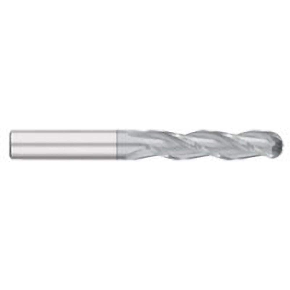 Ball End Mill: 0.625″ Dia, 3″ LOC, 3 Flute, Solid Carbide 6″ OAL, 5/8″ Shank Dia, 30 ° Helix, TiCN Coated, Single End