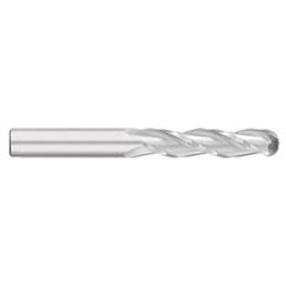 Ball End Mill: 0.625″ Dia, 3″ LOC, 3 Flute, Solid Carbide 6″ OAL, 5/8″ Shank Dia, 30 ° Helix, Uncoated, Single End