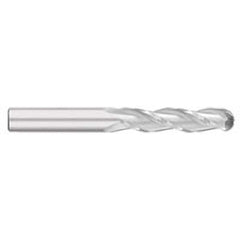 Ball End Mill: 0.875″ Dia, 3″ LOC, 3 Flute, Solid Carbide 6″ OAL, 7/8″ Shank Dia, 30 ° Helix, Uncoated, Single End