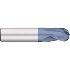 Ball End Mill: 1″ Dia, 1.25″ LOC, 3 Flute, Solid Carbide 3-1/2″ OAL, 1″ Shank Dia, 30 ° Helix, AlTiN Coated, Single End